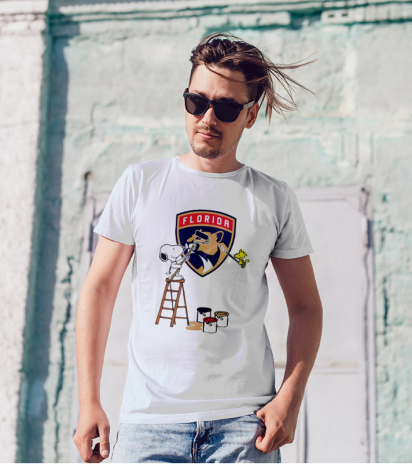 Snoopy And Woodstock Painting Florida Panthers T-Shirt