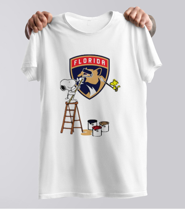 Snoopy And Woodstock Painting Florida Panthers T-Shirt