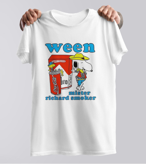 Ween Snoopy Woodstock Peanuts Mister Richard Smoker Marlboro Coca-Cola Cheetos T-Shirt