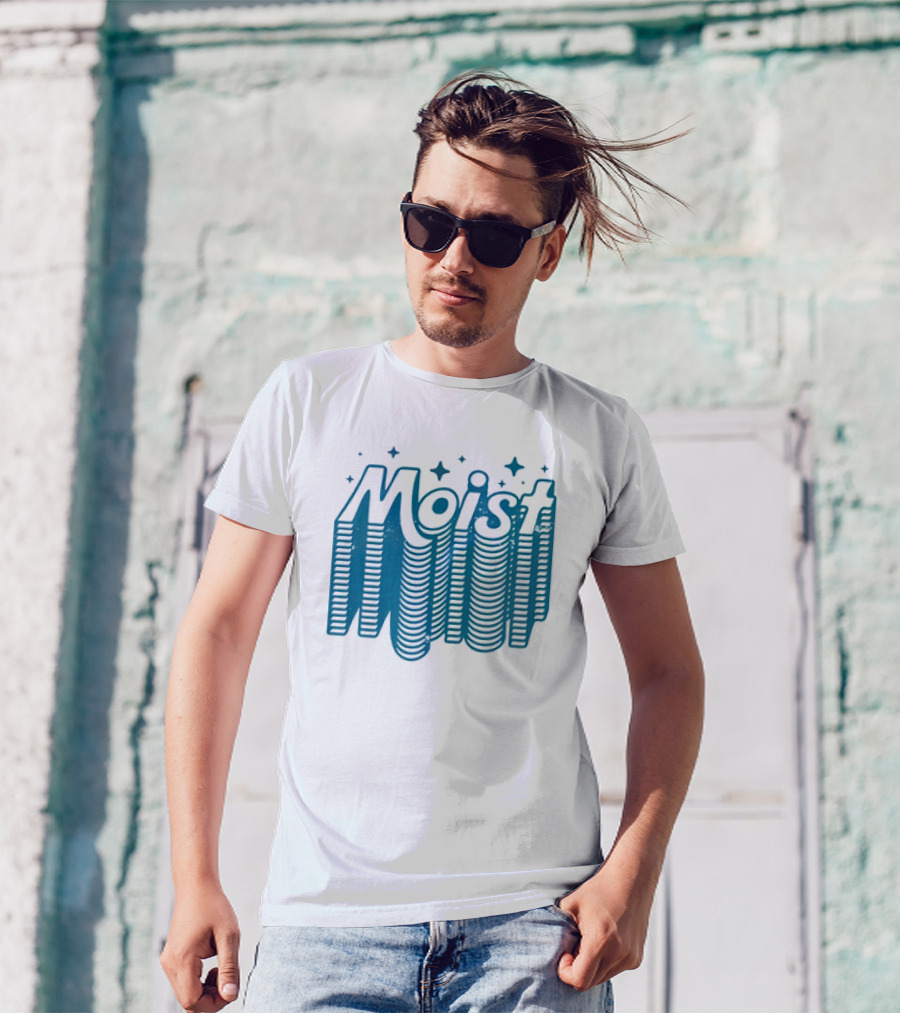 Moist 3D Text With Stars V2 T-Shirt
