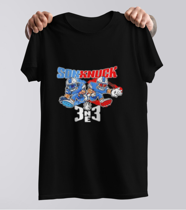 Son-Knuck 3NE3 Detroit Lions Inspired Football Characters T-Shirt