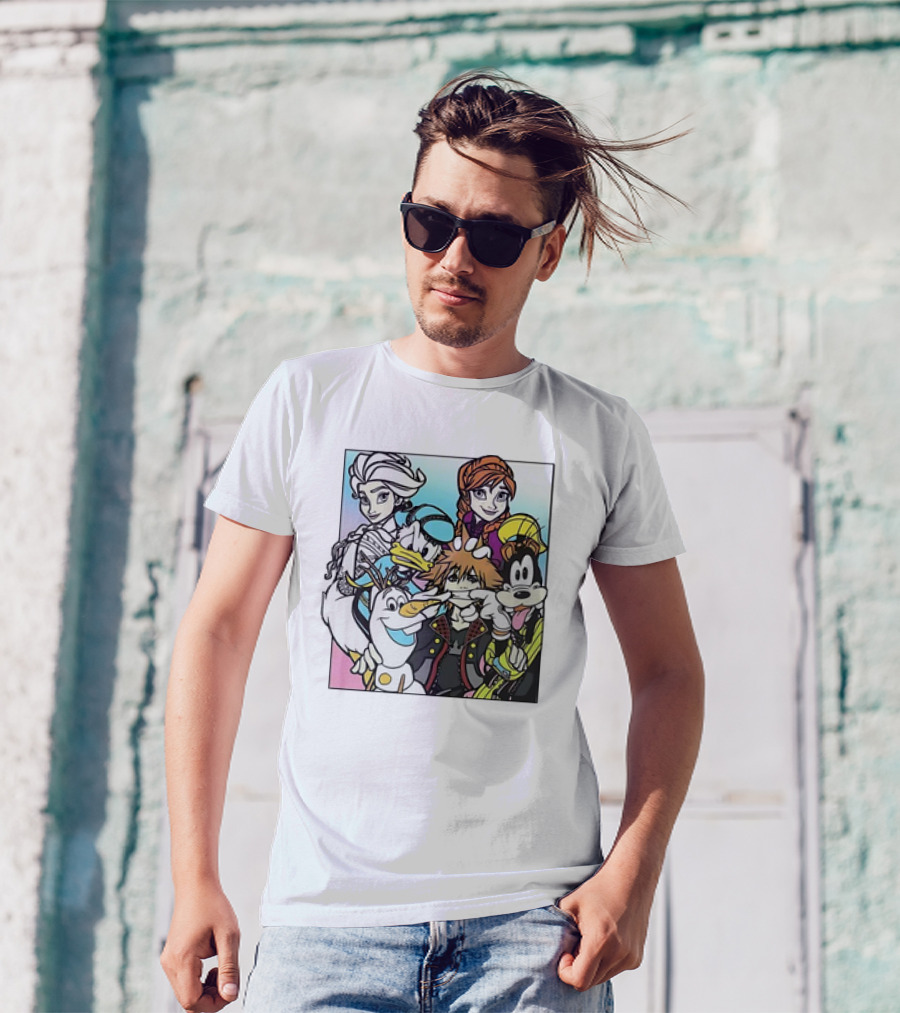 Disney Kingdom Hearts Frozen Characters Crossover T-Shirt