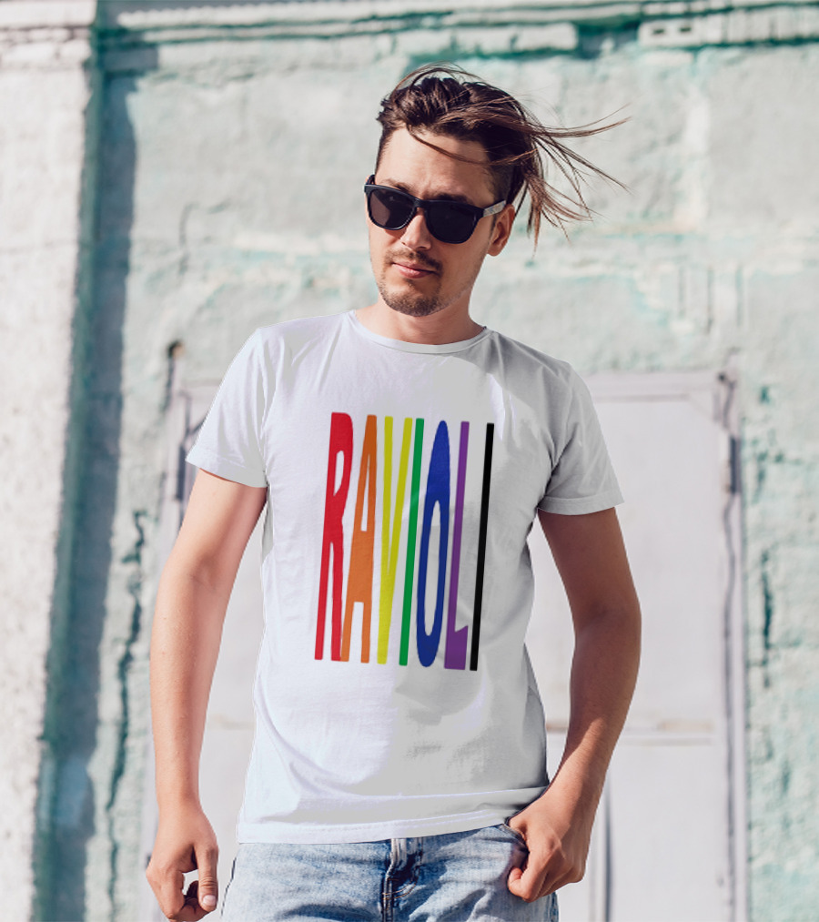 Ravioli Rainbow Colorful Block Letters T-Shirt