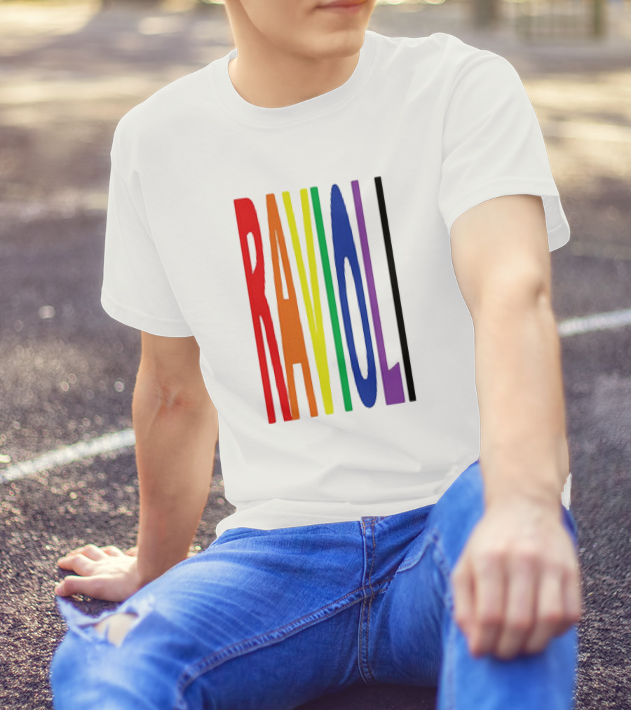 Ravioli Rainbow Colorful Block Letters T-Shirt
