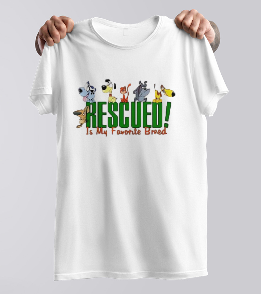 Rescued Is My Favorite Breed Cartoon Dogs Together T-Shirt