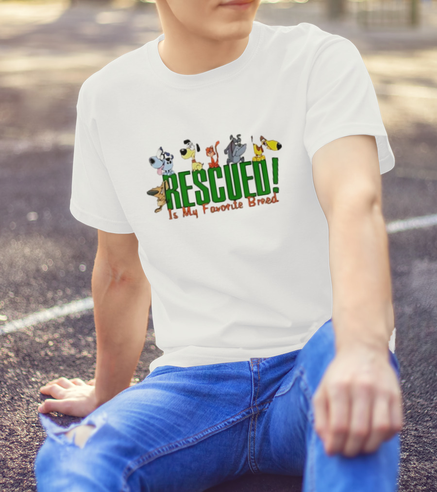 Rescued Is My Favorite Breed Cartoon Dogs Together T-Shirt