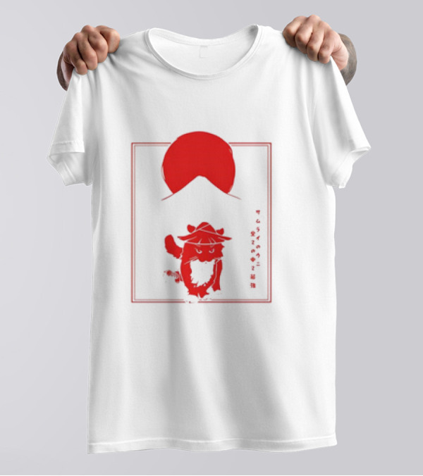 Unico Uniuni Runin Cat Red Sun Samurai Hat T-Shirt
