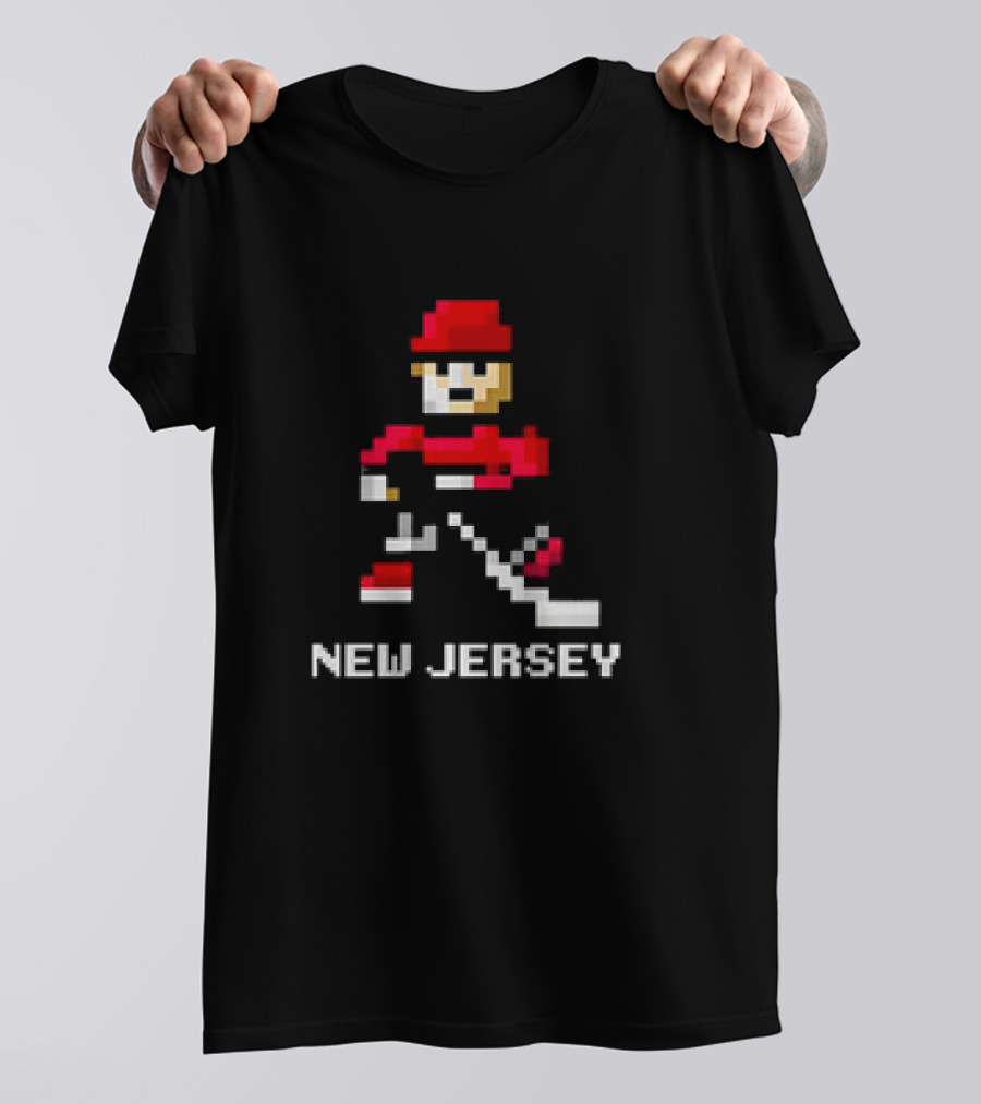 New Jersey Hockey Retro 8-Bit Pixel Art Player T-Shirt