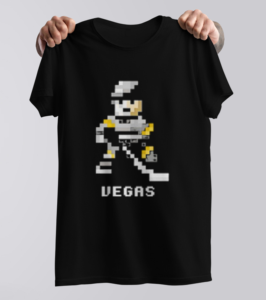Vegas Retro Pixel Hockey Player T-Shirt