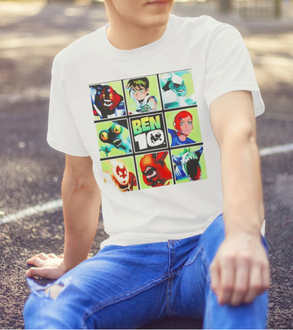 Ben 10 Alien Forms Panels Featuring Iconic Characters And Creatures T-Shirt