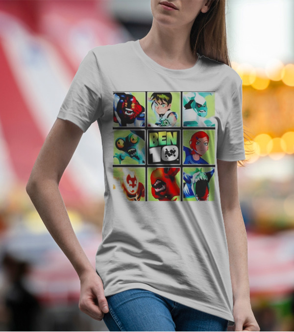 Ben 10 Alien Forms Panels Featuring Iconic Characters And Creatures T-Shirt