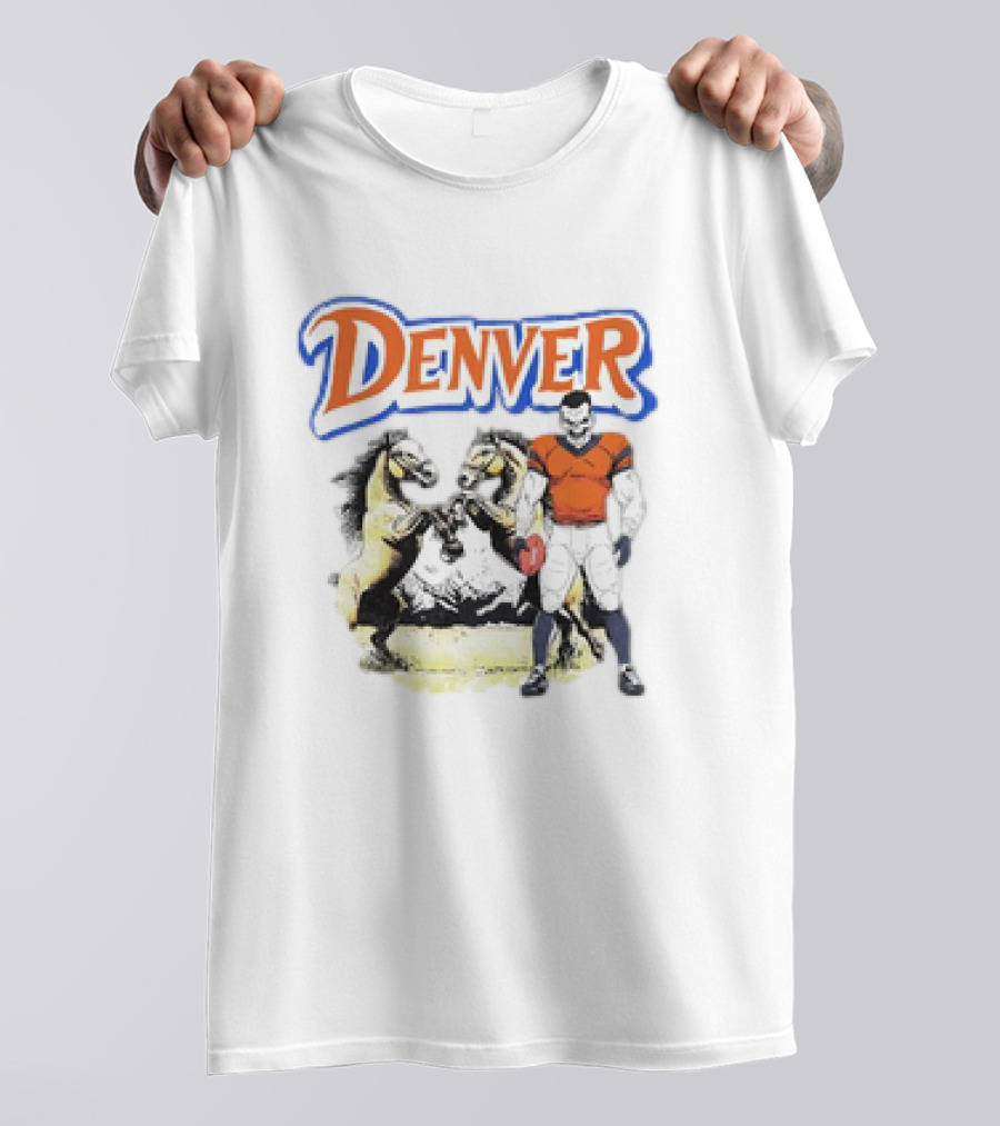 Denver Football American Team Sports Player With Horses T-Shirt
