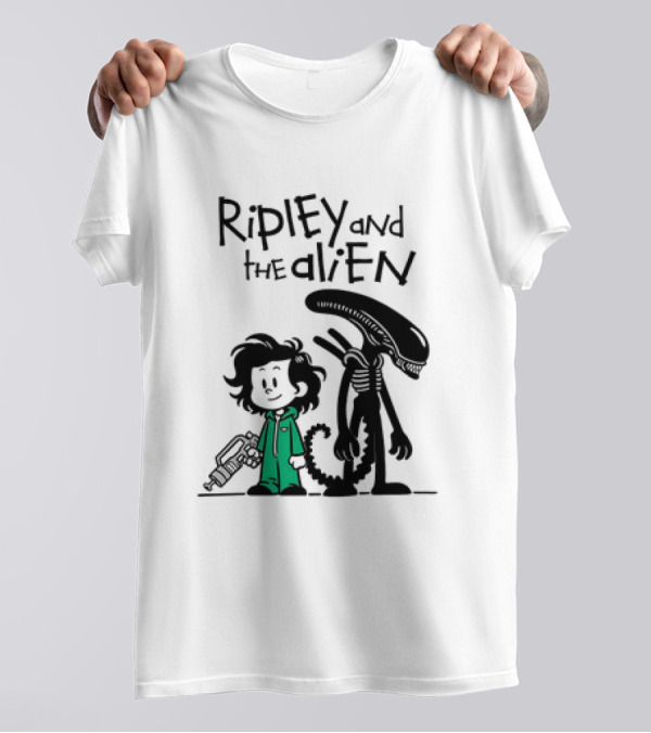 Ripley And The Alien Xenomorph Meets Calvin And Hobbes Mashup T-Shirt