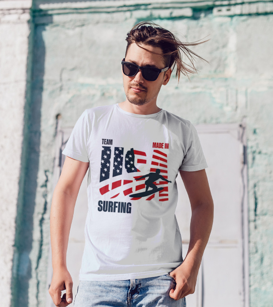 TEAM USA MADE IN USA SURFING Stars And Stripes Surf T-Shirt