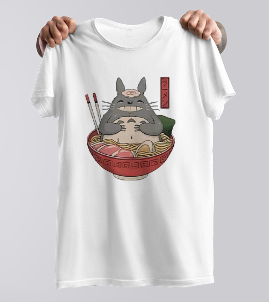Totoro Ramen Bowl With Chopsticks And Kanji T-Shirt