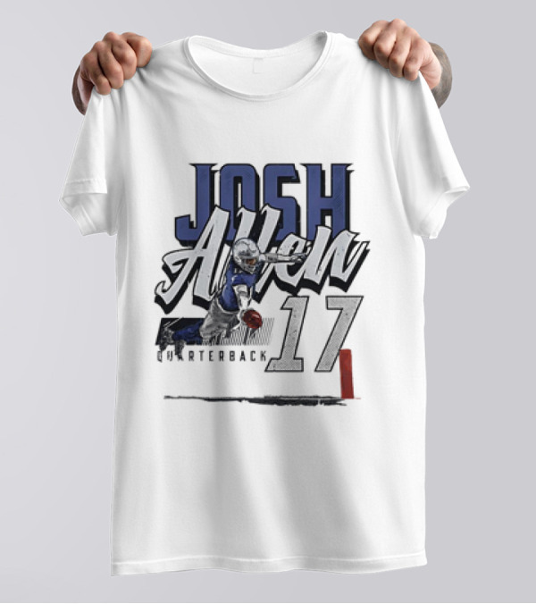 Josh Allen 17 Quarterback Dive Buffalo Bills T-Shirt