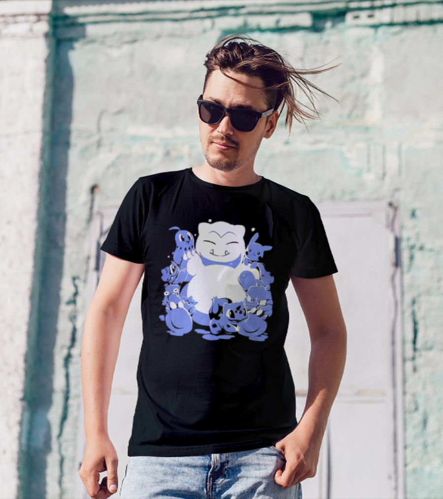 Snorlax Snowman Surrounded By Pokémon Snowlaxman T-Shirt