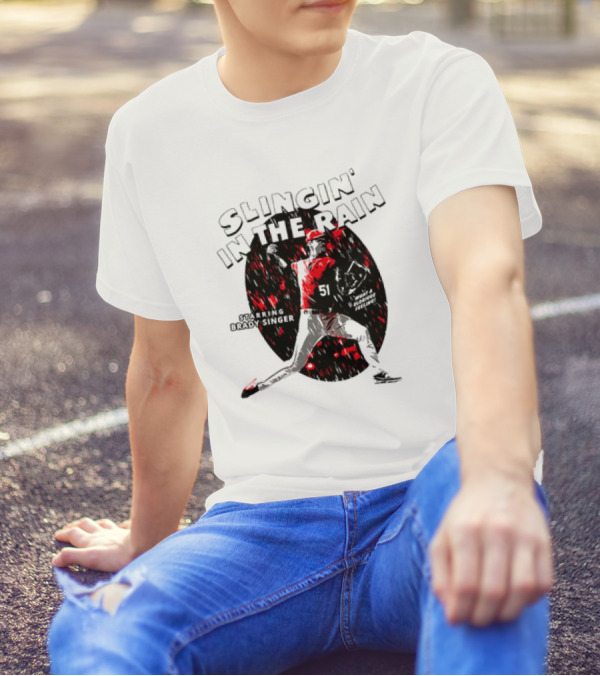 Slingin' In The Rain Starring Brady Singer Major League Royals T-Shirt