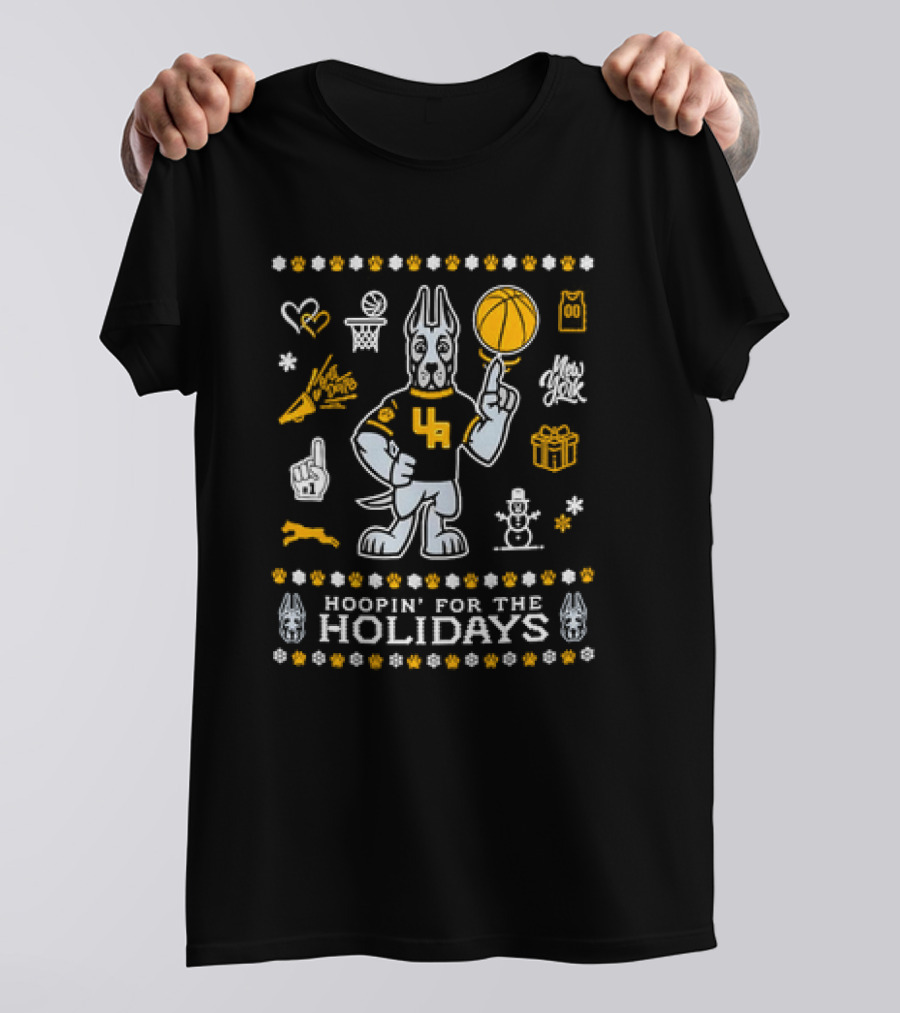 UAlbany Hoopin' For The Holidays New York Basketball Christmas T-Shirt