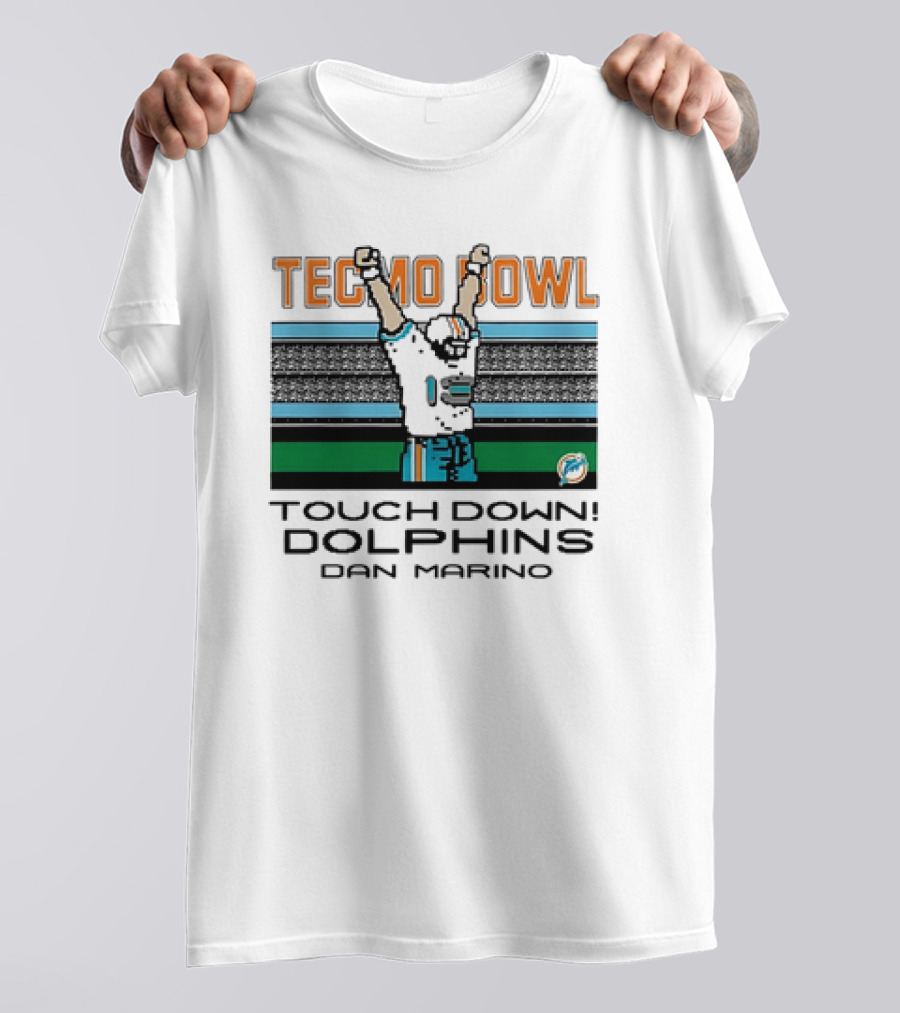 TECMO BOWL TOUCH DOWN DOLPHINS DAN MARINO VINTAGE MIAMI DOLPHINS T-Shirt