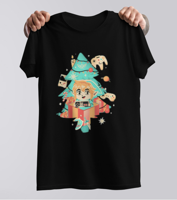 Nostalgic Christmas The Legend Of Zelda Link Christmas Tree Video Game Controllers T-Shirt