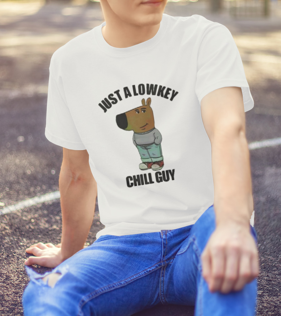 Just A Lowkey Chill Guy Retro Cartoon Style Character T-Shirt