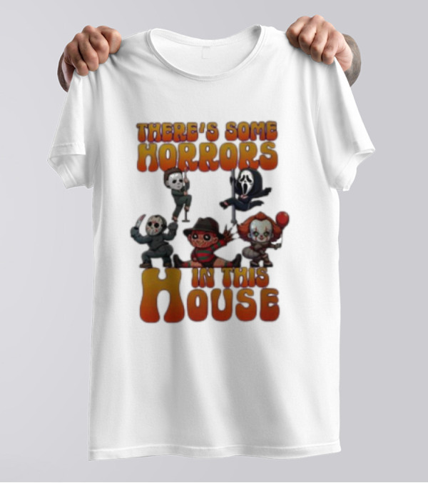 There’s Some Horrors In This House Masked Figures And Balloons T-Shirt