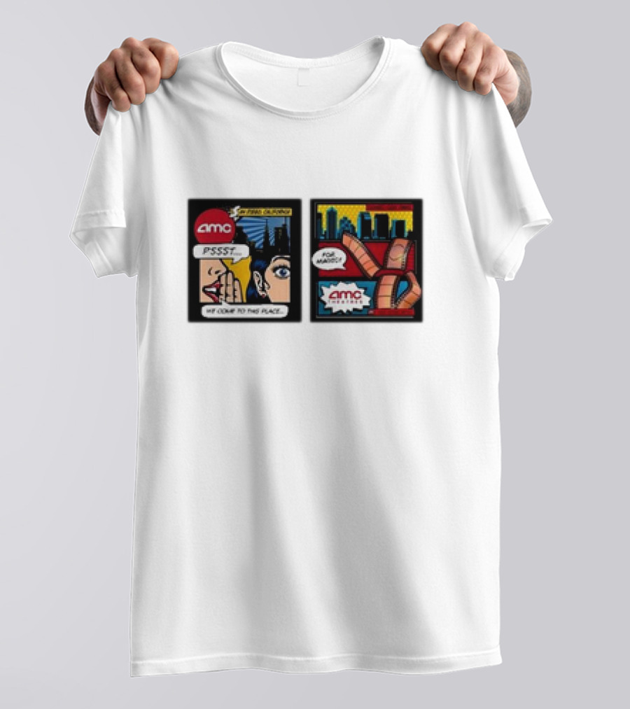 AMC Theatres San Diego California Pssst We Come To This Place For Magic Comic Style Pop T-Shirt
