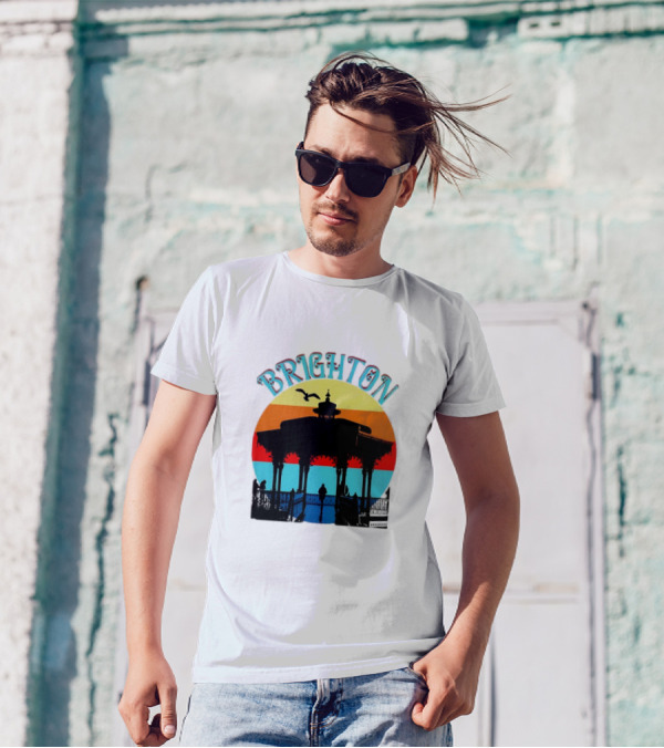 Brighton Bandstand Silhouette At Sunset With Seagulls T-Shirt