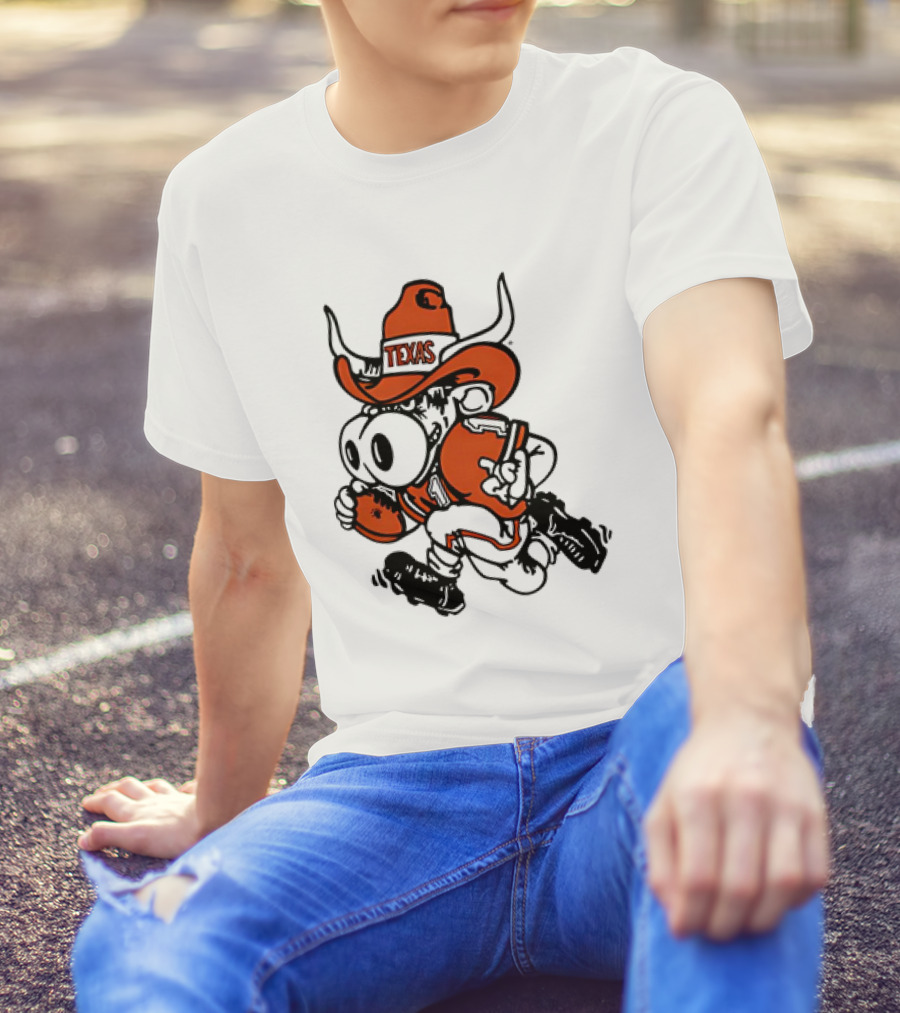 Bevo Texas Longhorn Football Mascot Running Cowboy Hat T-Shirt