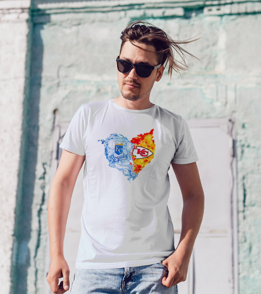 Kansas City Royals KC Chiefs Heart Water Fire T-Shirt