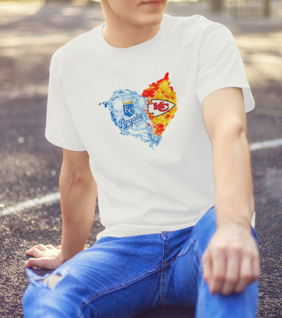 Kansas City Royals KC Chiefs Heart Water Fire T-Shirt
