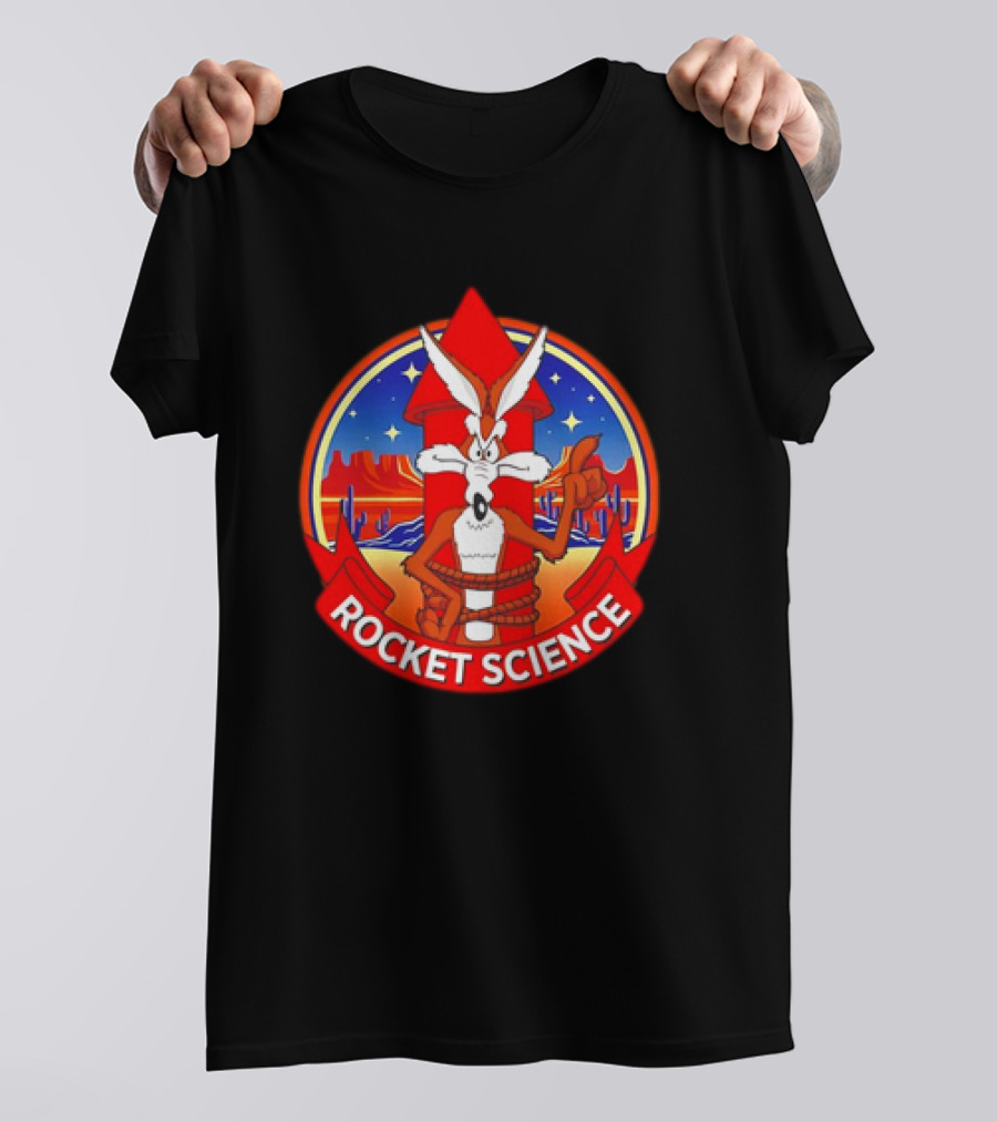 Wile E. Coyote Rocket Science Desert Cactus Scene T-Shirt