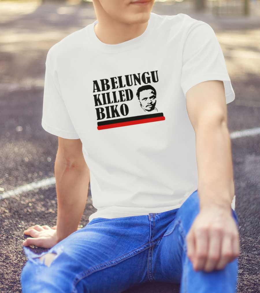 Abelungu Killed Biko Activist Portrait With Black And Red Lines T-Shirt
