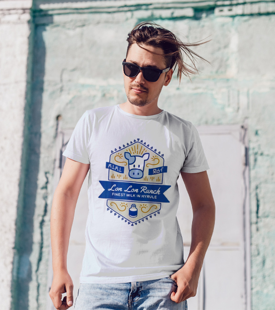 Lon Lon Ranch Cow Emblem Finest Milk In Hyrule Badge Hylian Text T-Shirt