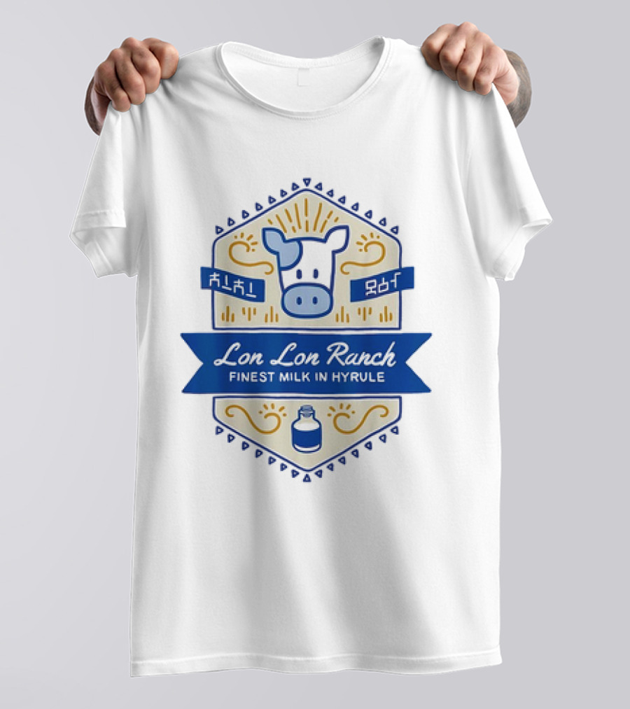 Lon Lon Ranch Cow Emblem Finest Milk In Hyrule Badge Hylian Text T-Shirt