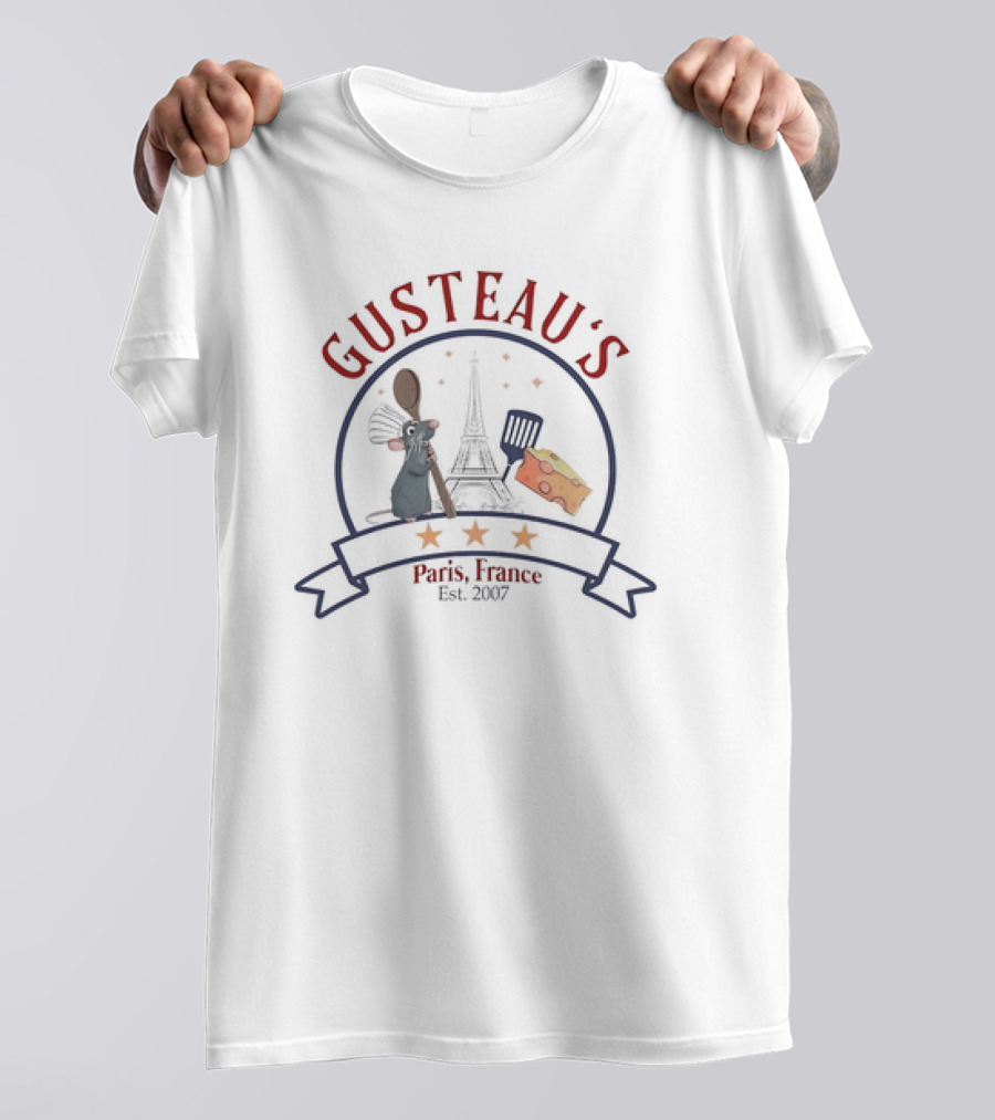 Gusteau’s Paris France Est 2007 Eiffel Tower Rat And Cheese Cooking Spoon T-Shirt