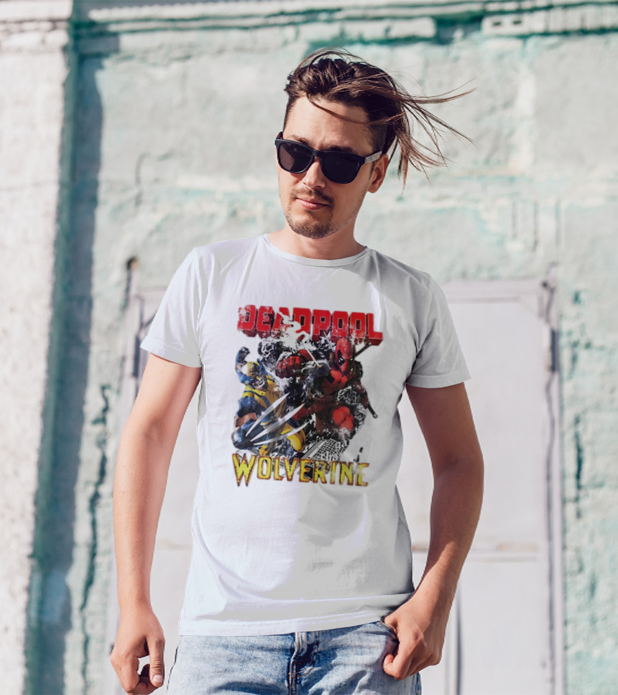 Deadpool Wolverine Cartoon Battle Clash T-Shirt