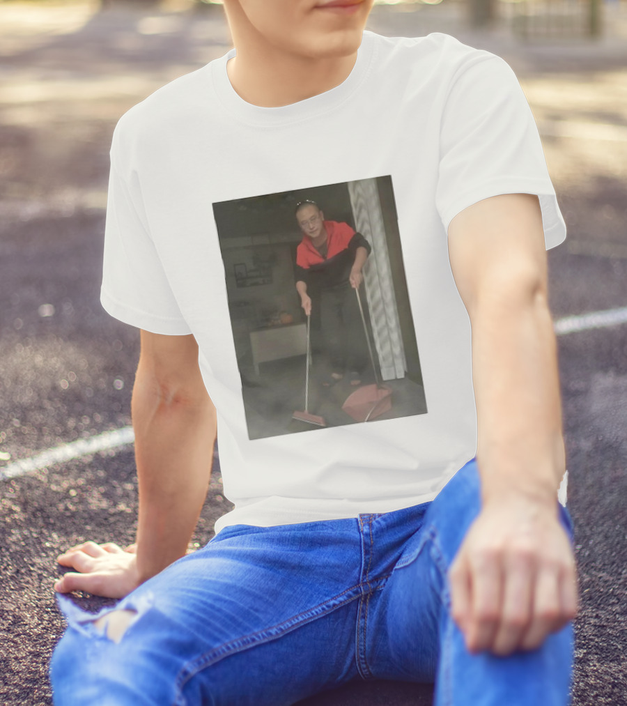 Hygiene Guy Cleaning With Broom And Dustpan Indoors T-Shirt