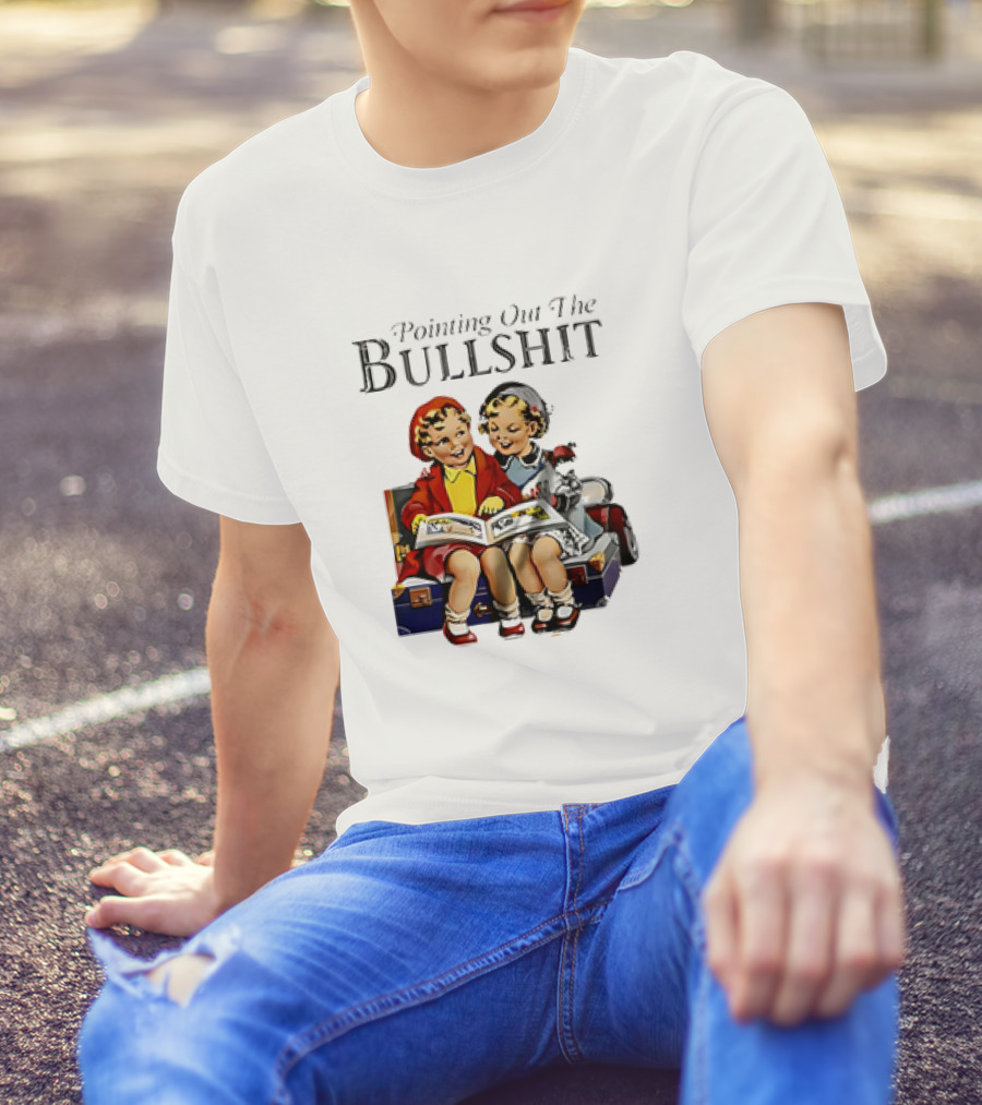 Pointing Out The Bullshit Vintage Comic Style Kids Reading Book T-Shirt