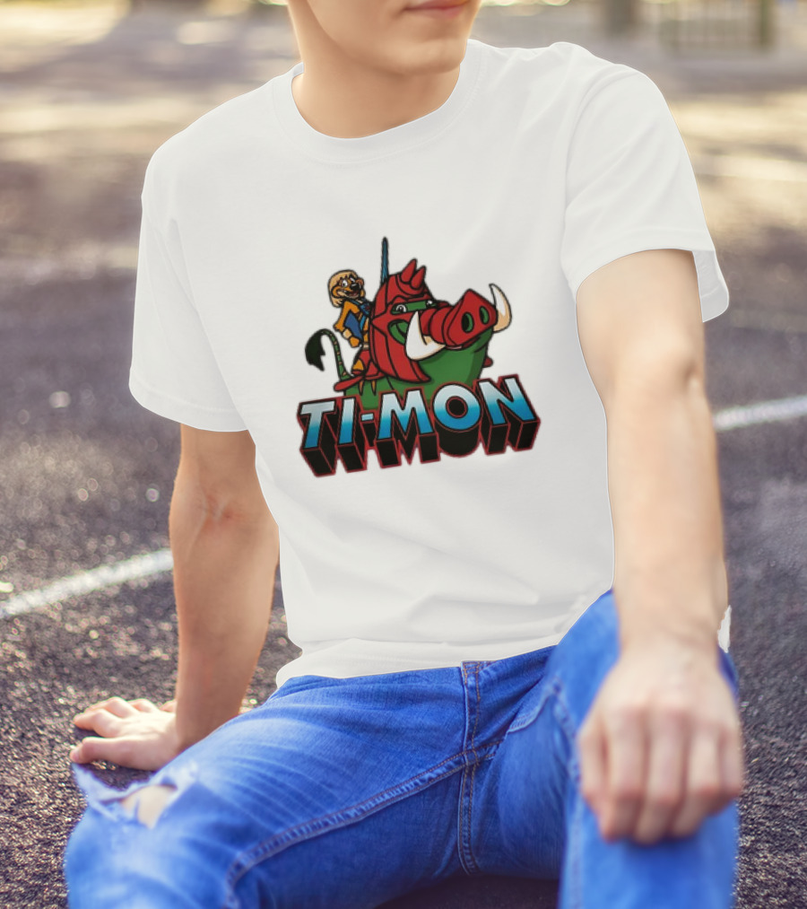 Ti-Mon Timon Riding He-Man Battle Cat Style Pumbaa T-Shirt