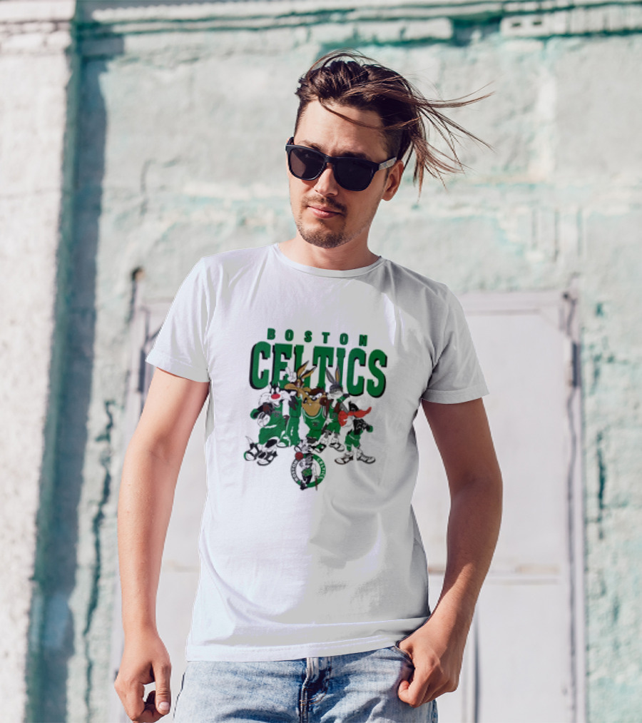 Boston Celtics Looney Tunes Characters NBA Collaboration T-Shirt