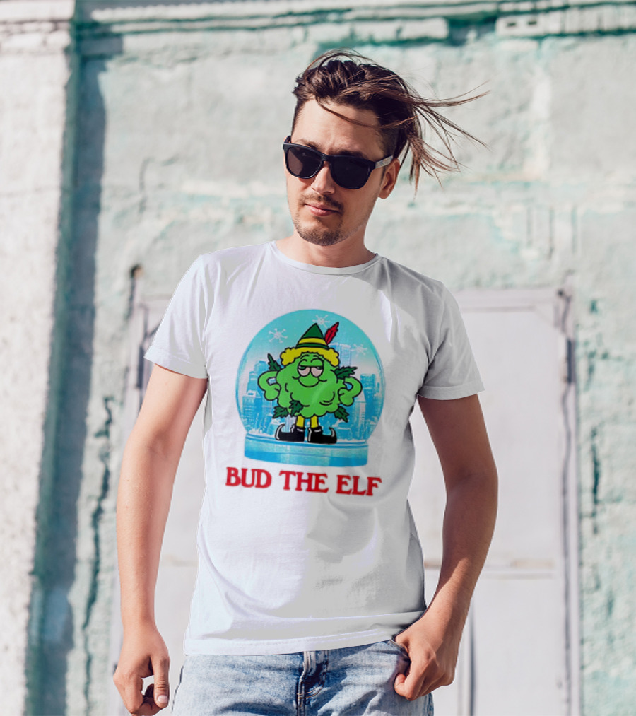 Bud The Elf Christmas Snow Globe Scene T-Shirt