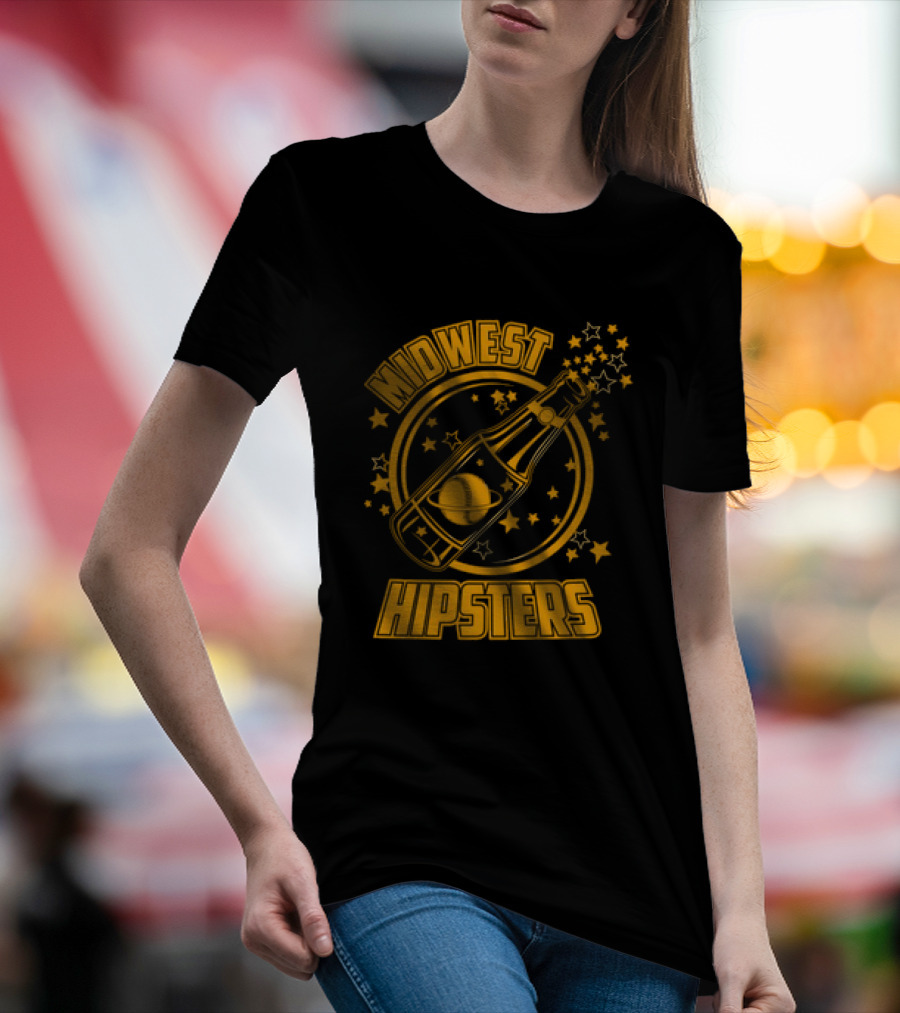 Midwest Hipsters Bottle With Stars And Rings T-Shirt
