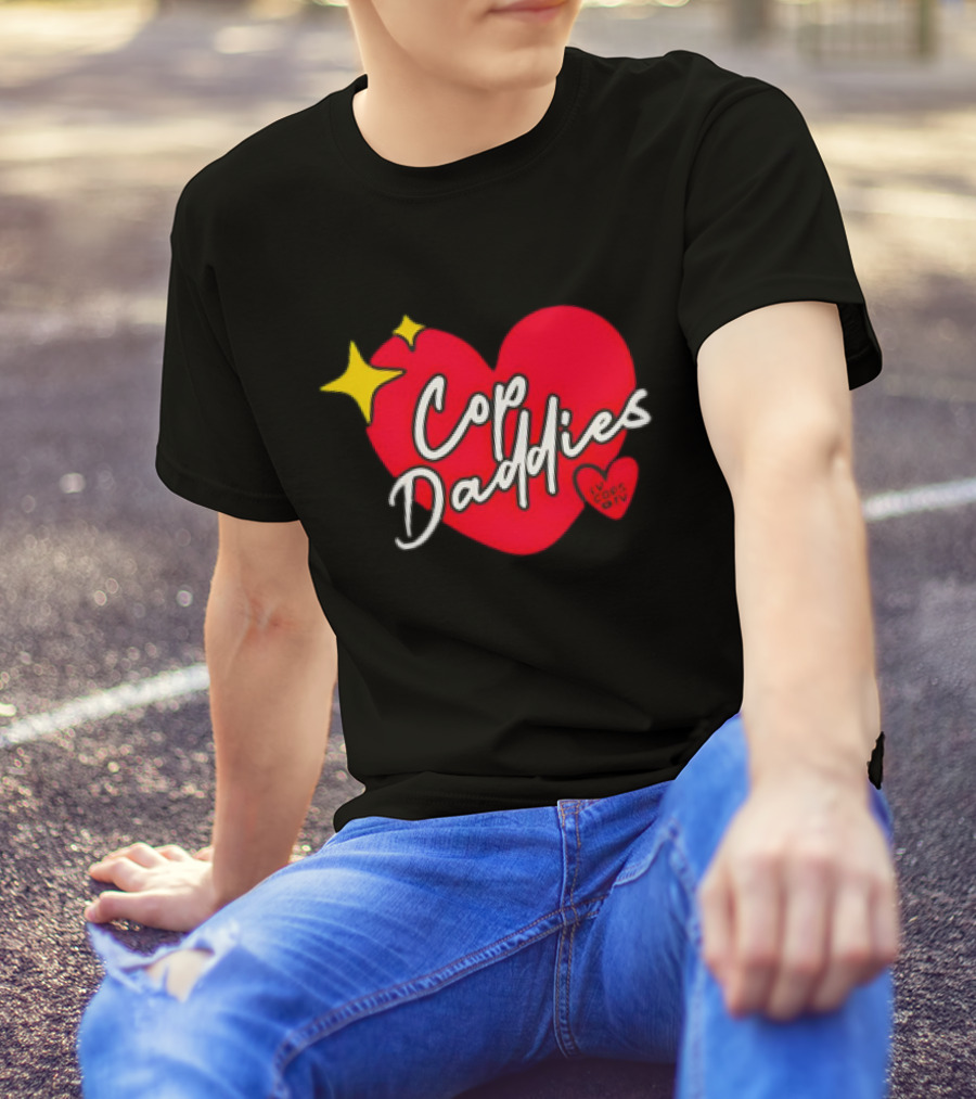 Cop Daddies Heart I Love Cops Girl Stars T-Shirt