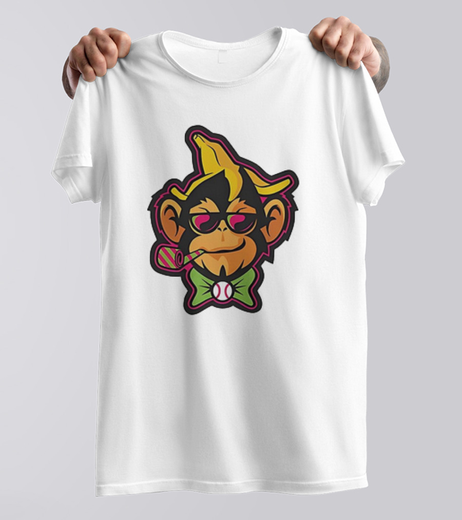 Banana Ball Party Animals Cool Monkey Baseball Vibe T-Shirt