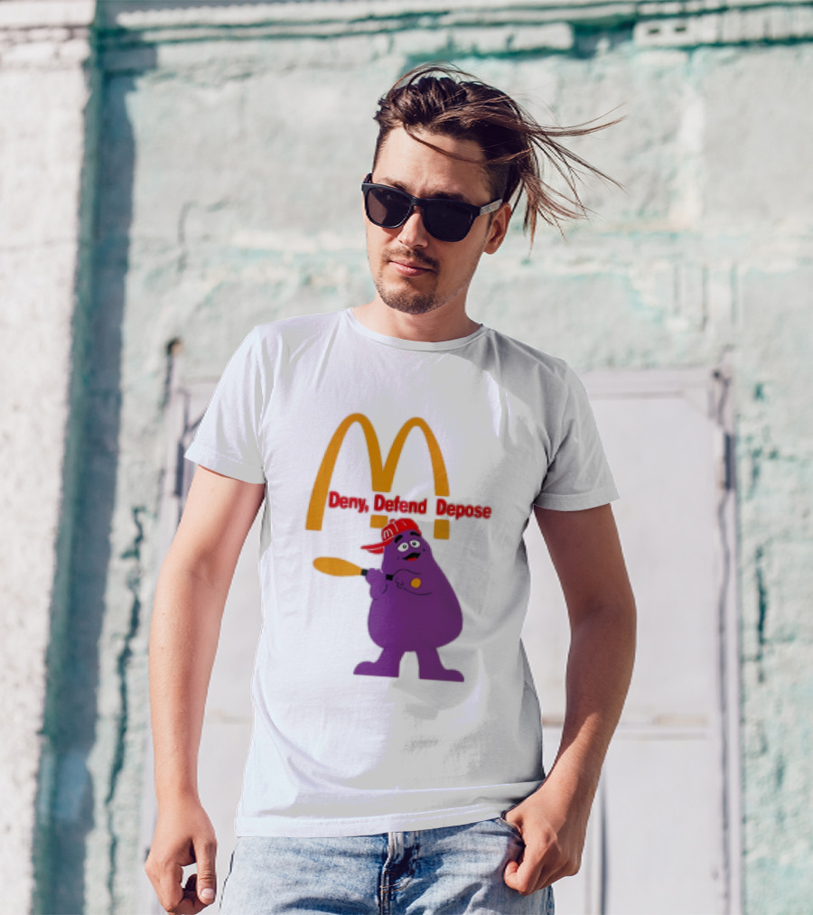 Grimace Baseball Bat Deny Defend Depose McDonald's Mascot T-Shirt