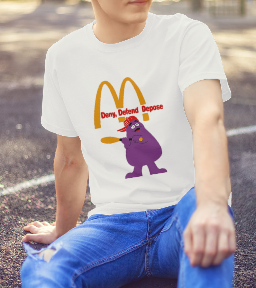 Grimace Baseball Bat Deny Defend Depose McDonald's Mascot T-Shirt