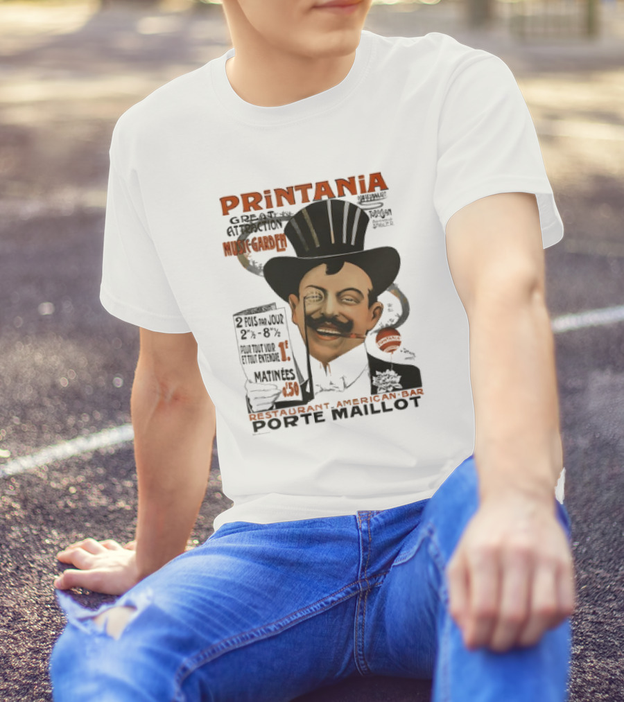 Printania Great Attraction Music Garden Restaurant American Bar Porte Maillot Vintage Advertisement T-Shirt