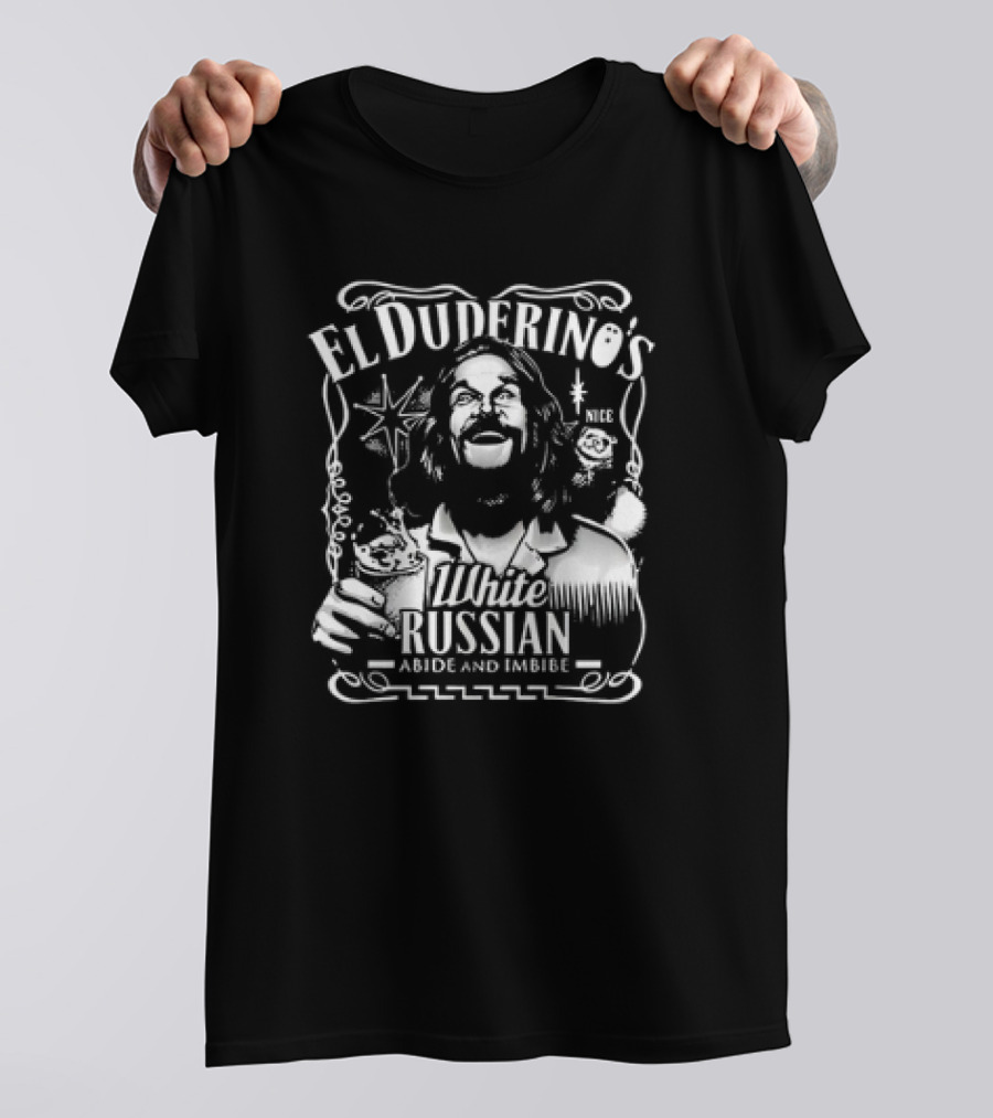 El Duderino’s White Russian Abide And Imbibe Retro Style Starburst Drink T-Shirt